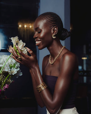 Safari gold earrings by Umutoni, sculptural 24k gold plated earrings handmade in Kenya