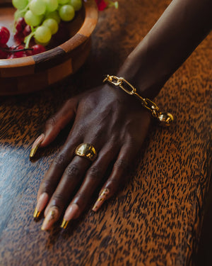 Amani gold dome ring by Umutoni, 24k gold plated and handmade in Kenya