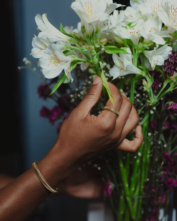 Imara gold unisex ring by Umutoni, 24k gold plated and handmade in Kenya