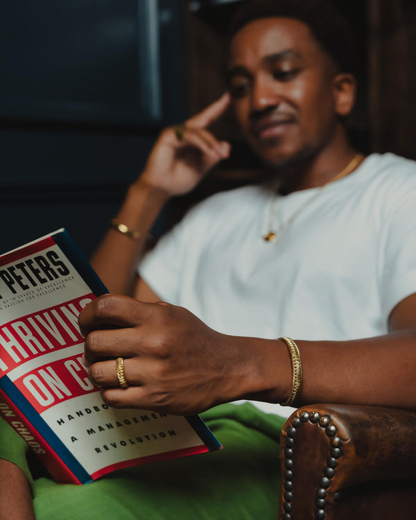 Imara gold unisex ring by Umutoni, 24k gold plated and handmade in Kenya