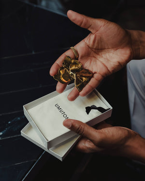 Malkia gold statement brooch by Umutoni, 24k gold plated and handmade in Kenya