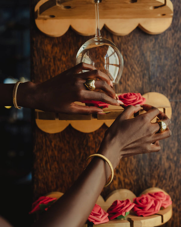 Zawadi gold heart ring by Umutoni, 24k gold plated and handmade in Kenya