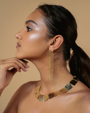 Side profile - Afia earrings dangling 